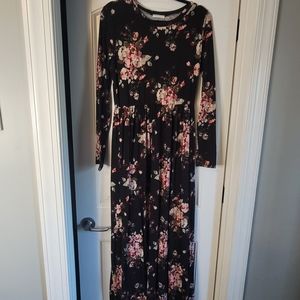Black floral long sleeve dress